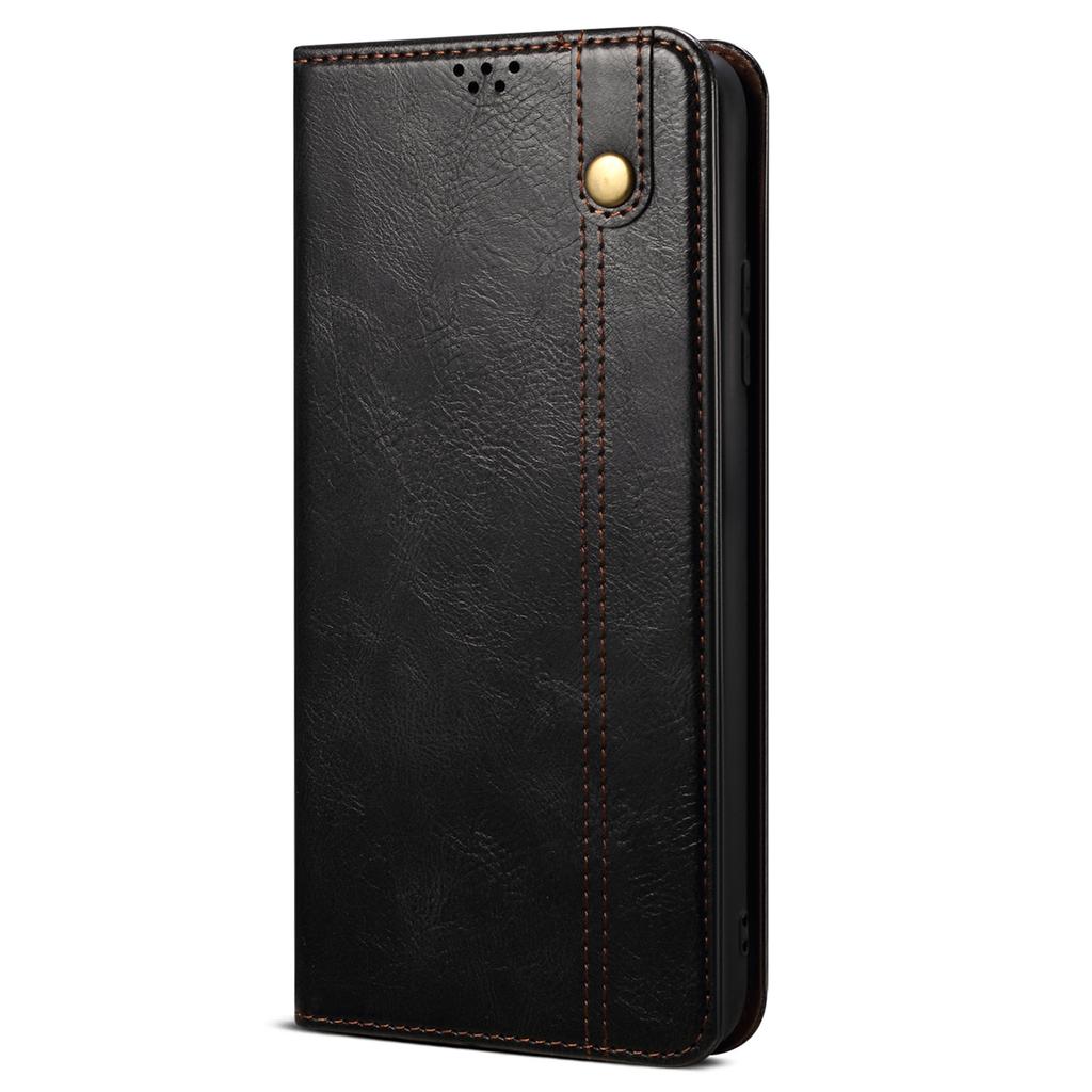 For Samsung Galaxy A34 5G Phone Cover Waxy Crazy Horse Texture Stand Wallet Cell Phone Case