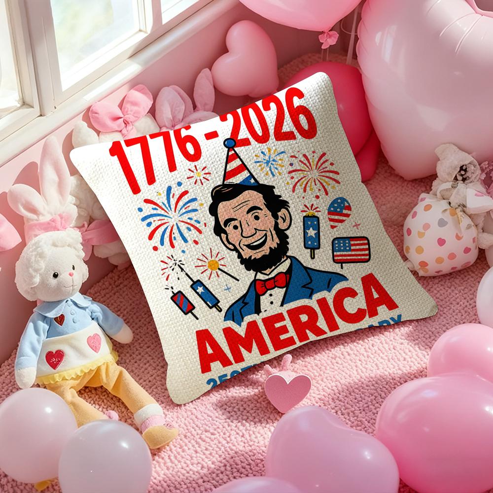 American 250Year 1776- Cushion Cover Natural Linen Pillow Case Double-Sided Print Decorative Sofa Pillowcase Home Decor Gift