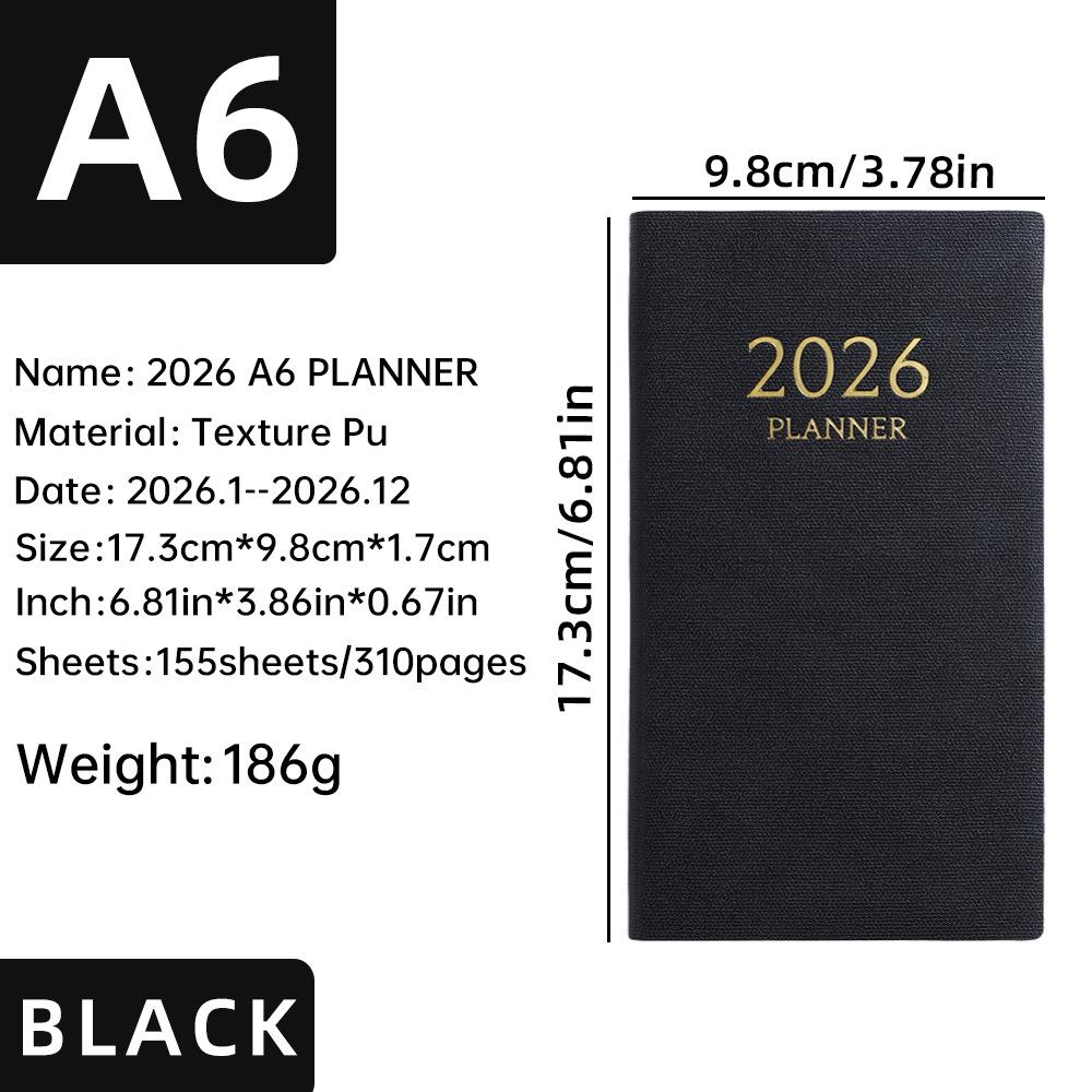 In Stock: 2026 A6 English Planner - Colorful Monthly Index & Year Calendar Diary Book.
