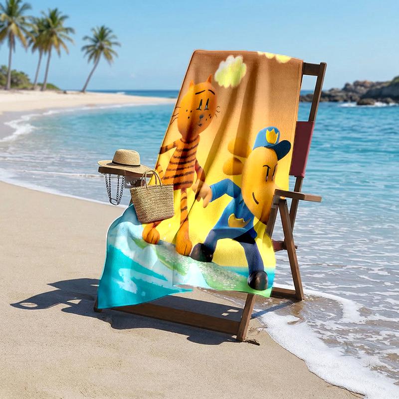Dog Man Fashion Beach Towel: Ideal for Summer Adventures Soft, absorbent and quick drying suitable for swimming and bathing