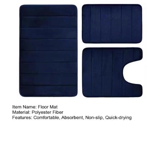 3Pcs/Set Bath Rug Anti-Slip Bathroom Floor Mat U-Shaped Toilet Rug Absorbent Rectangular Mat for Bathroom Sink Shower Door