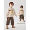 Right-Style European Boys' Fleece Sweatshirt with Half-High Collar, 3D Doll Sweatshirt, Winter Clothing for Toddlers, Thickened and Warm Trendy Top