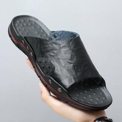 Heren Zomer Leren Sandalen Comfortabele Antislip Ademende Slippers Lichtgewicht Casual Slippers Maat