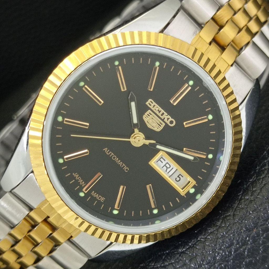 ВИНТАЖНЫЕ АВТОМАТИЧЕСКИЕ SEIKO 5 ВОССТАНОВЛЕННЫЕ ЯПОНСКИЕ МУЖСКИЕ ЧАСЫ С ЧЕРНЫМ ЦИФЕРБЛАТОМ a442104-g gray