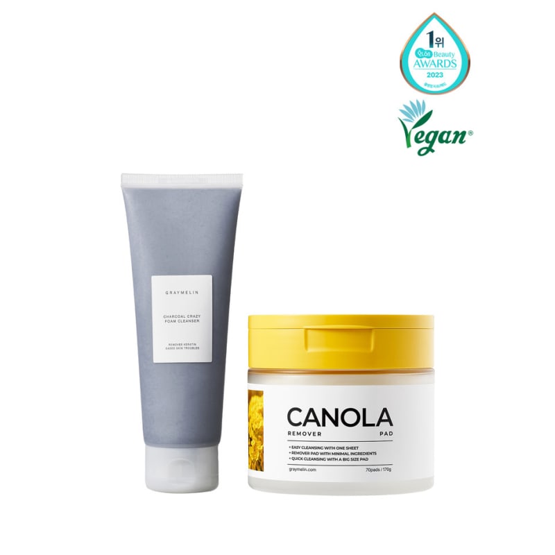 Canola Cleansing Remover Pads (70 sheets) + Charcoal Pore Cleansing Foam (150ml)