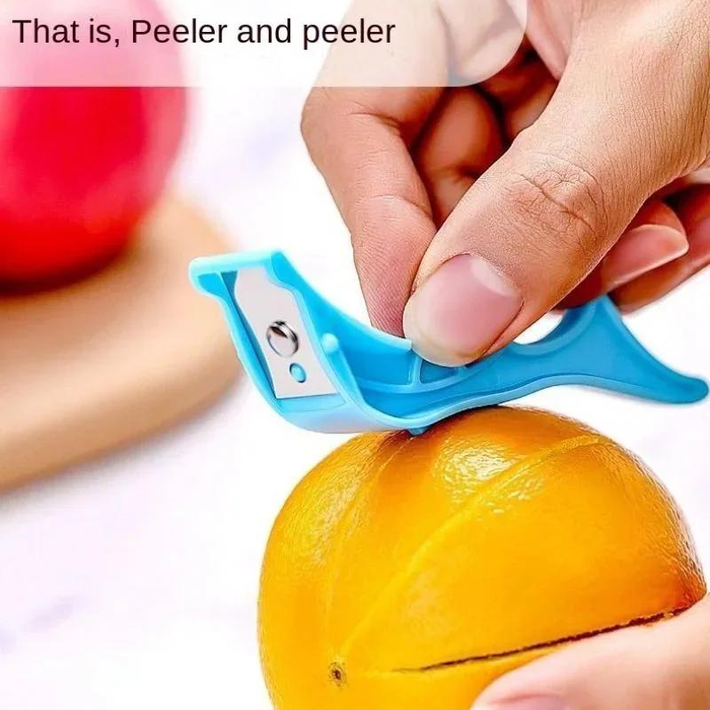 2 Piezas Pelador de Fruta Portátil Pelador de Verduras Pelador de Acero Inoxidable Anillo Pelador Pelado Manual Portátil Naranja Patatas Herramientas de Cocina