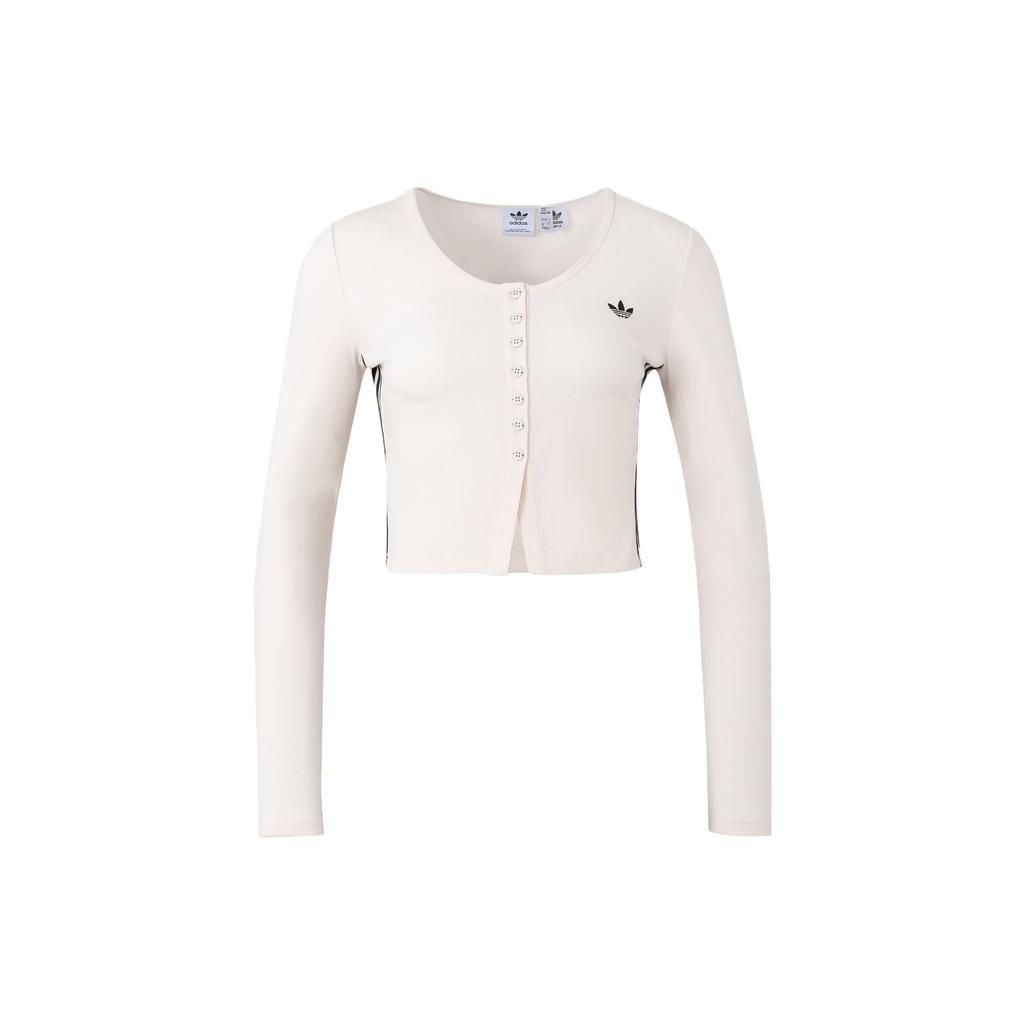 Adidas Originals Trefoil Spice Girl Series Striped Knit Sports Long Sleeve Shirt Women Shirts Pink White IS5379