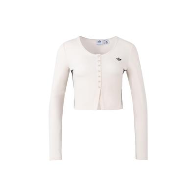 Originals Trefoil Spice Girl Serie Gestreiftes Strick Sport Langarmshirt Damen Shirts Rosa Weiß IS5379
