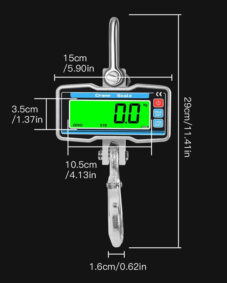 Precise Digital Crane Scale: 2000kg Capacity Hanging Hook with Display