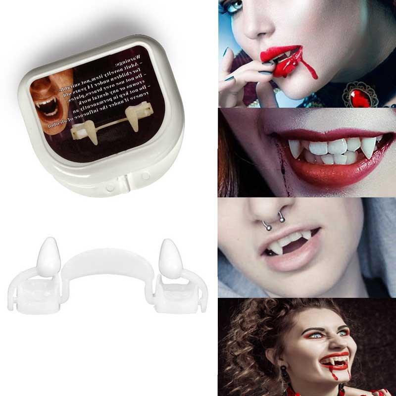 Halloween Vampire Teeth Fangs Props Party Retractable Fake Teeth Telescopic Dentures Halloween Accessories Props Adult Kids