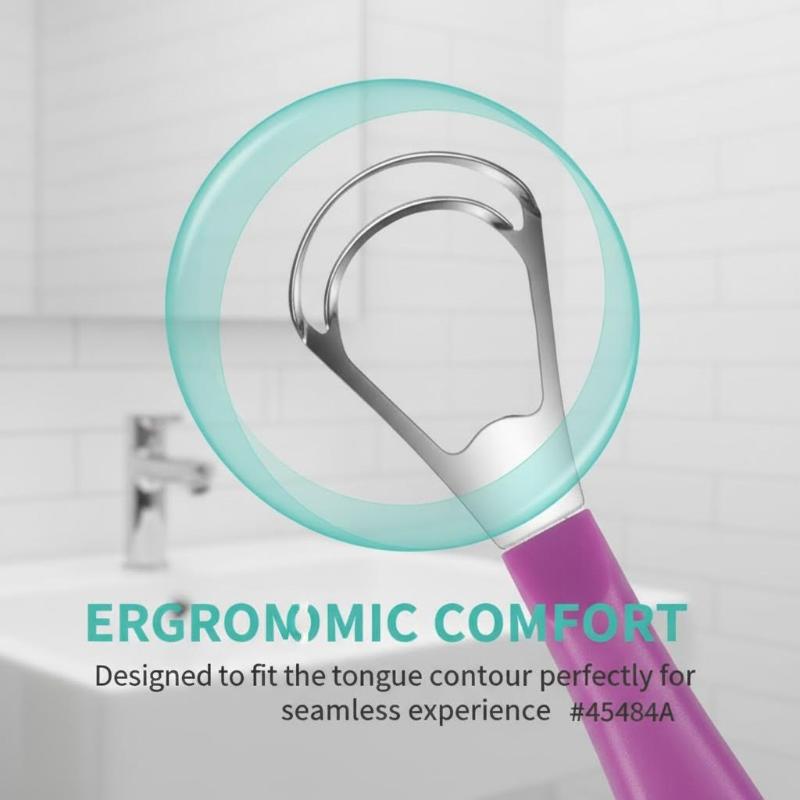 Reusable Stainless Steel Tongue Scraper - Effective Tongue Coating Cleaner & Bad Breath Solution, Easy-to-Use Oral Care Tool