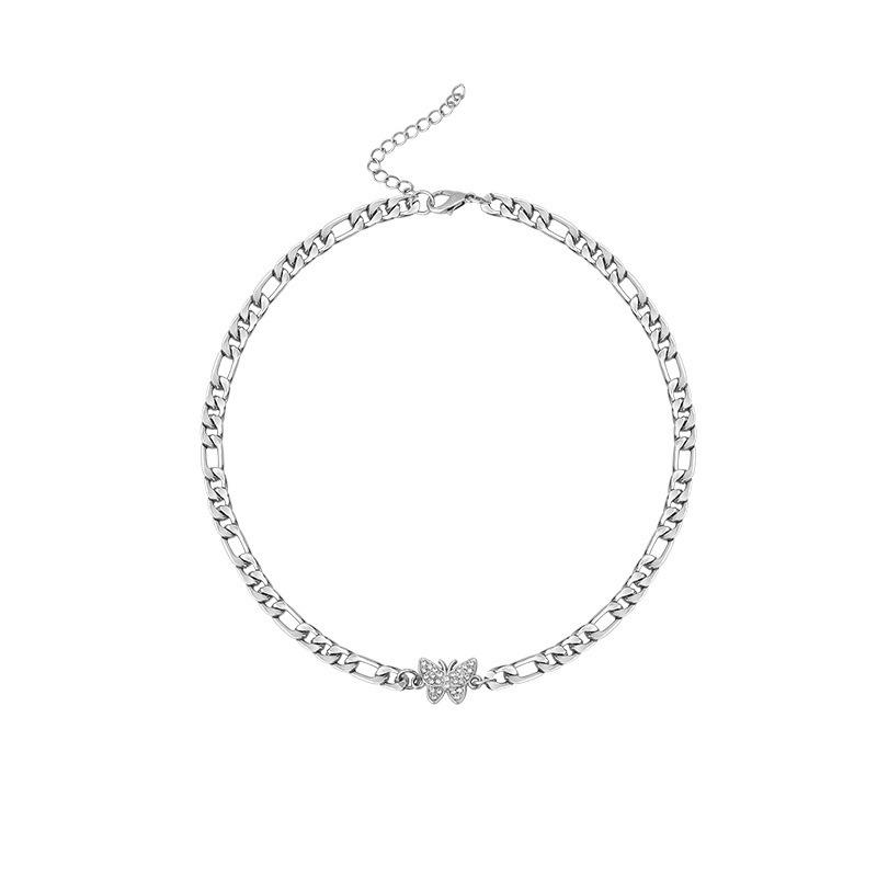 Zircon Butterfly Pendant Choker Light Luxury Aesthetic Niche Clavicle Silver-plated Necklace Jewelry For Women Gifts