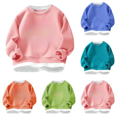 Boys' And Girls' Fleece Hoodie Autumn/Winter Medium Children's Solid Color Warm Clothing Children's Fleece Hooded Top