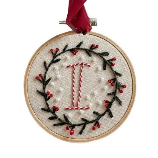 DIY Embroidered Christmas Ornaments Personalized Initial A–Z Monogram Embroidery Set Mini Handmade Christmas Embroidery