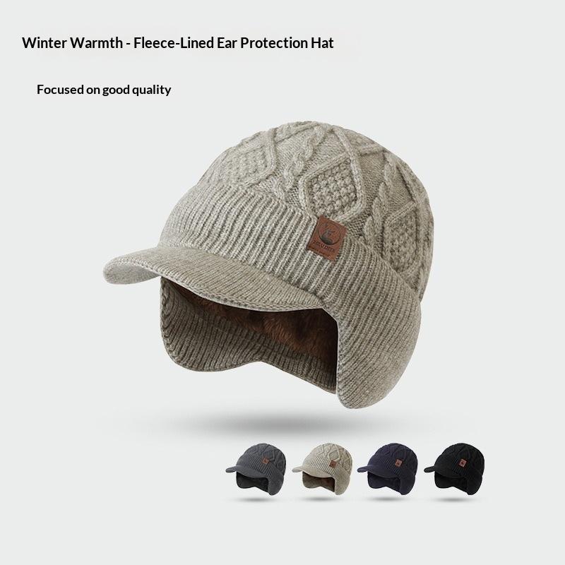 Unisex Winter Hat Plush Fur Lined Warm Earflap Cap Stylish Soft Beanie Hat Outdoor Thick Ski Sports Knitted Hat