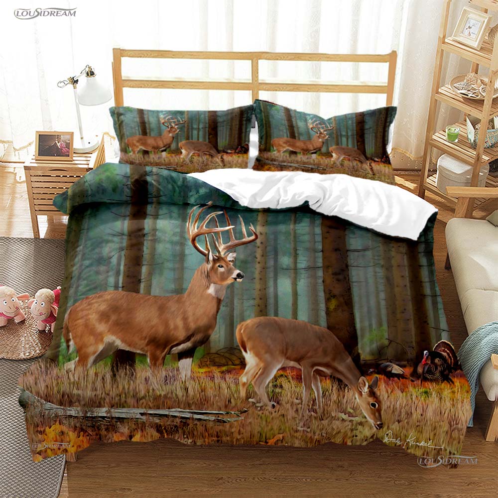 

Wild Animals Deer Casal All Season Duvet Cover Comforter Bedding Sets Soft Quilt Cover And Pillowcases Single/Double/Queen/King EU Single(135*200cm)3pcs