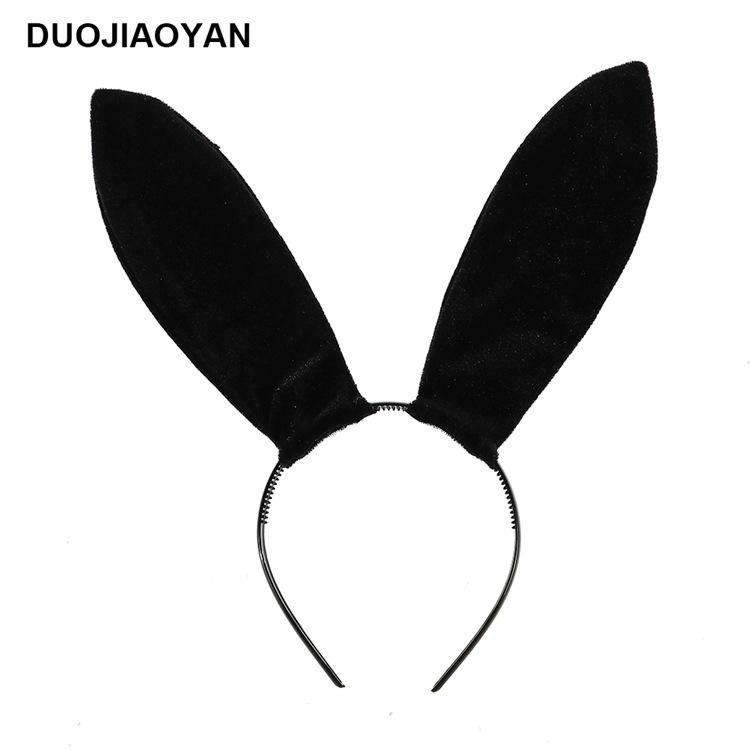 Διασυνοριακό Βελούδινο Κουνελάκι Κορίτσι Γάτα Αυτιά Κουνελιού Μαύρη Στέκα για Απόκριες & Χριστούγεννα