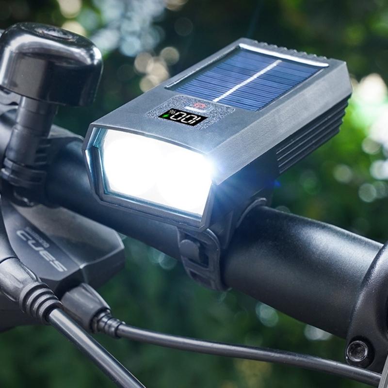 Solar Bike Light Headlight Bright Bicycles Flashlight LED Bike Front Lamp Solar Rechargeable Bicycles Headlight
