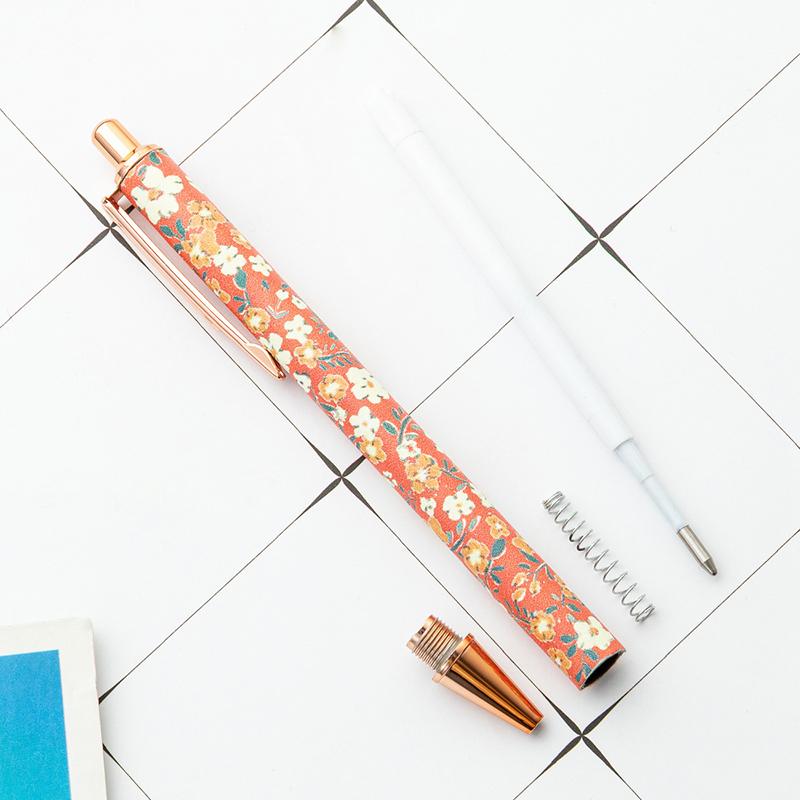 1.0mm Exquisite Flowers Ballpoint Pens Kawaii Floral Signature Pens Smooth Writing Metal Press Gel Pens Gifts Office Supplies