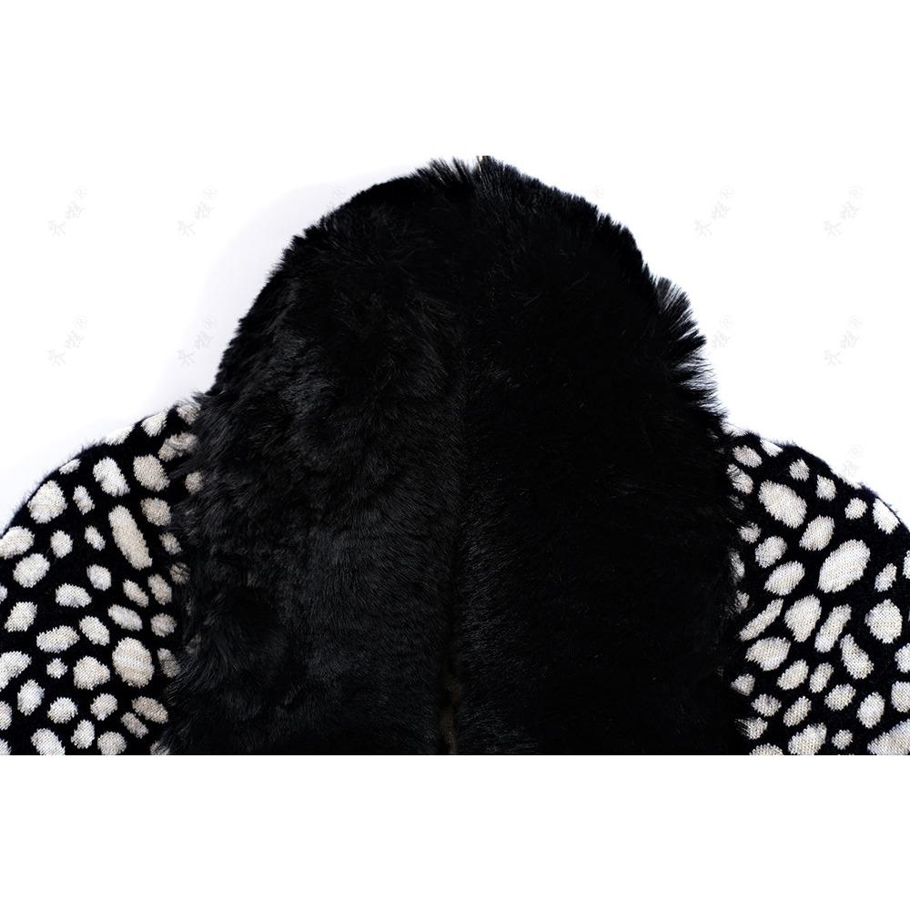 Autumn and Winter Imitation Mink Collar Pocket Sleeves Leopard Print Shawl Cape Fringed Scarf Jacket Women's Knitted Sweater