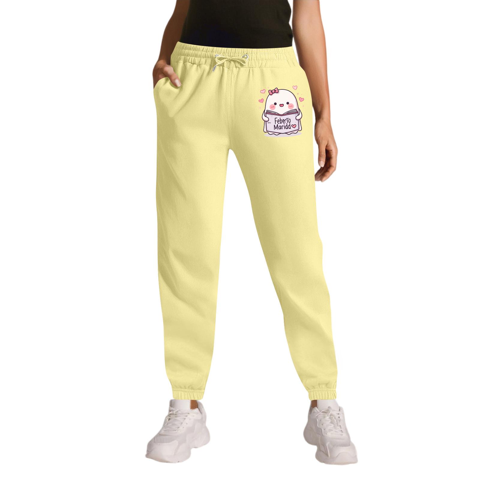 

Женские спортивные брюки с принтом Хэллоуина, карманами на кулиске, повседневные рабочие брюки XL жёлтый