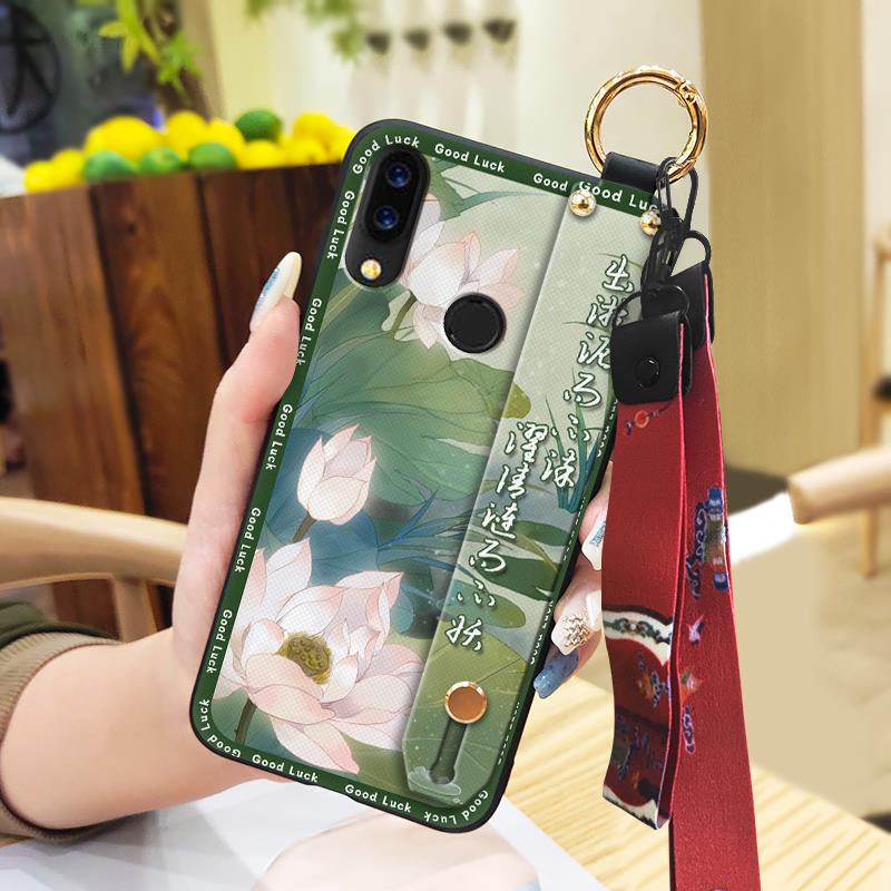 Shockproof Wrist Strap Phone Case For UMIDIGI Power Elderly Lady Protective Soft Case Kickstand Chinese Style Lanyard