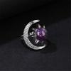 Elegant Moon and Star Crystal Ring Smooth Comfort Band Handmade Finger Jewelry Stylish Daily Wear Accessories