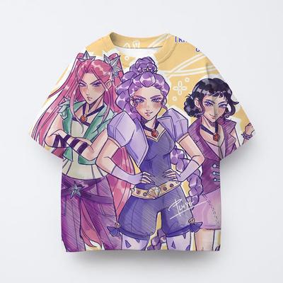 Kpop Hexenjagd Gruppe T-Shirt Sommer Jugend Kurzarm Sport T-Shirt für Jungen und Mädchen Kleidung
