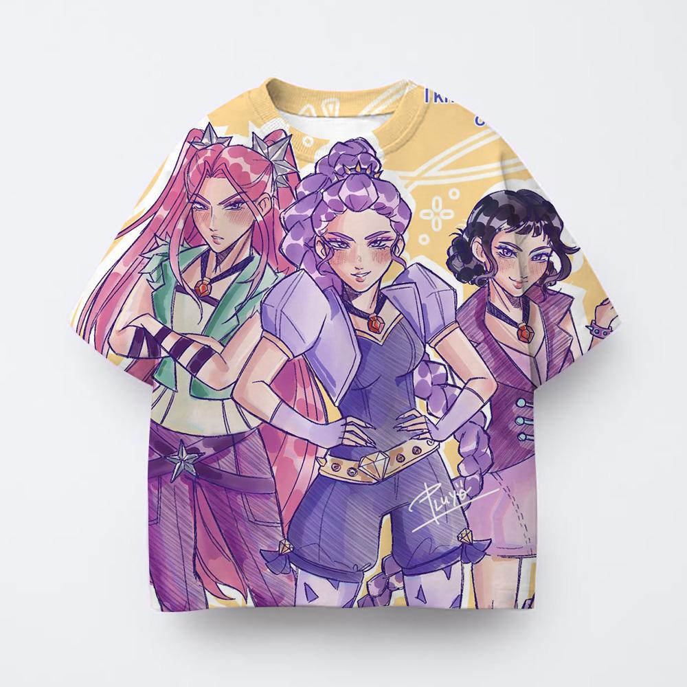 T-shirt Summer Youth Casual Short Sleeve Sports Cartoon Print Fashion T-Shirt Girls Clothing