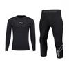 Li Ning Simple Fashion High Elastic Quick Dry Breathable Sports Leisure Fitness Suit Unisex Suit YUDV013-1+YUQV003-2