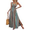 Cross-Border Foreign Trade European and American Women's Clothing 2025 Summer Fashion Sexy Deep V-neck Sleeveless Open Back Beach Vacation Style Dress