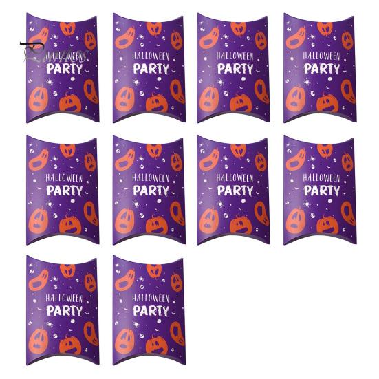 Party Treat Boxes 10 Pcs Halloween Cardboard Candy for Kids, Cute Trick or Theme Decor Containers Snacks Cookie Small Gifts, Favors Dark Style