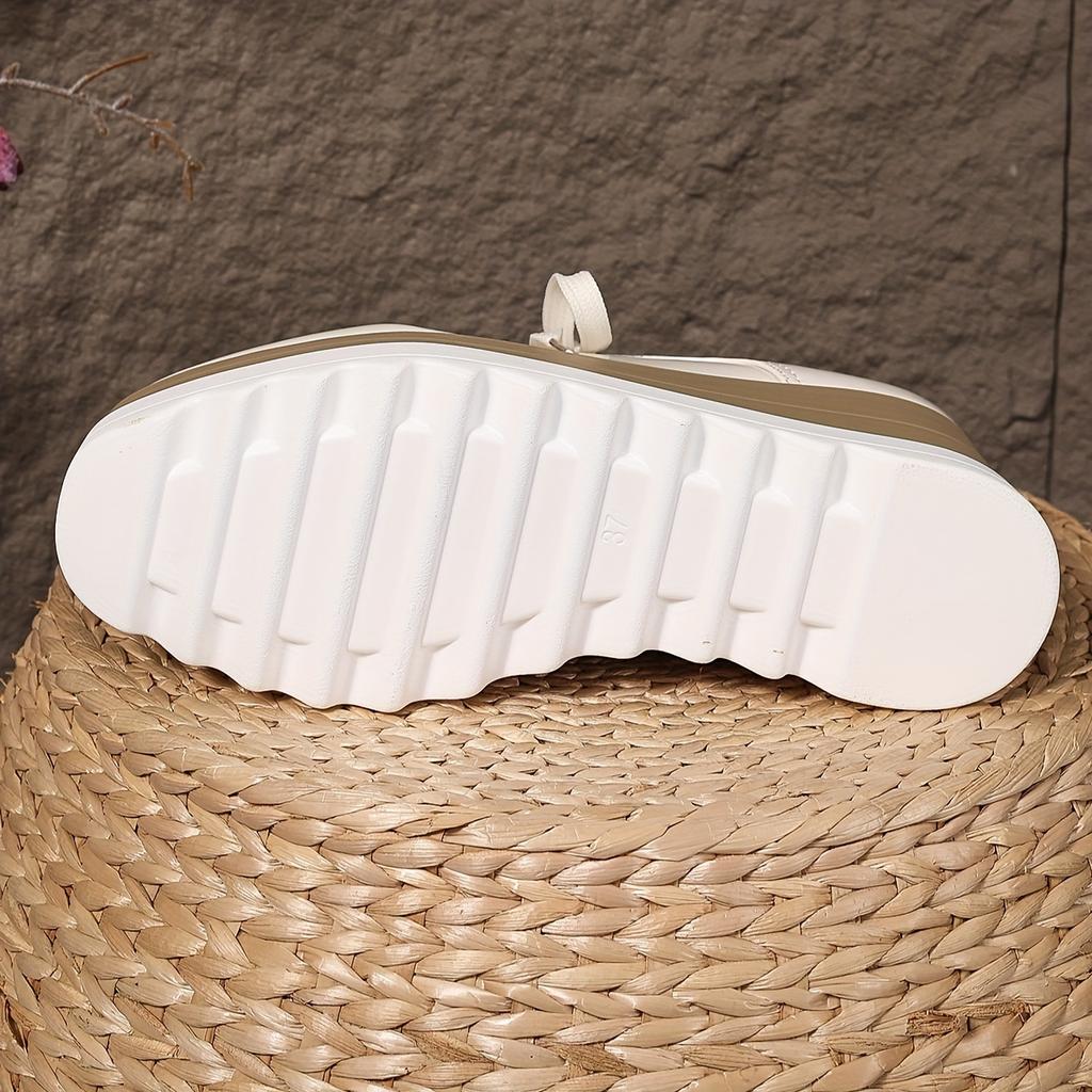 Scarpe con Plateau e Punta Quadrata Stile Britannico per Donna Suola Spessa Rialzanti Snella Antiscivolo Leggere Scarpe All-Match con Lacci