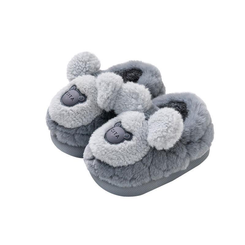 Детские зимние милые толстые плюшевые теплые хлопковые тапочки 23 зелёный — фото 2