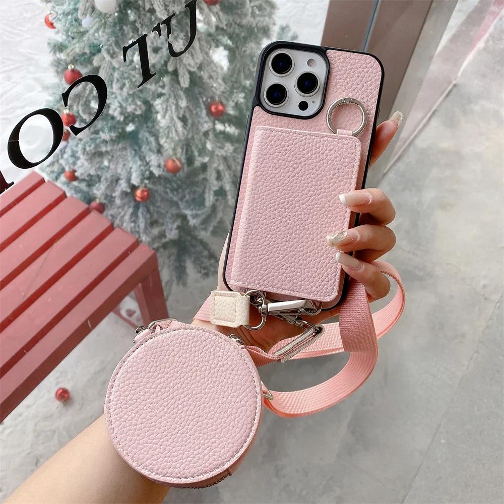 Crossbody Wallet Coin Purse Phone Case for IPhone 16 15 14 13 12 11 Pro Max 7 8 Plus Card Pocket Holder Lanyard Leather Cover