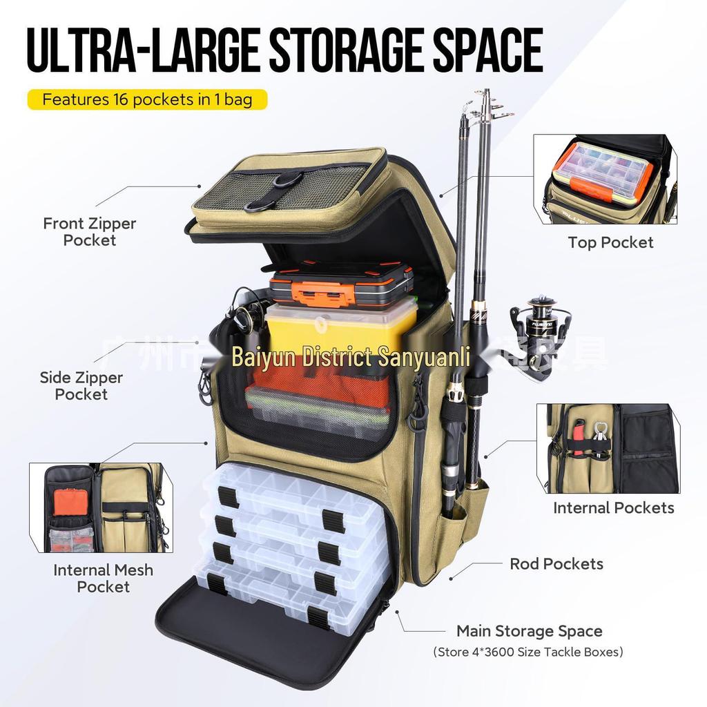 2024 Venkovský maskovací multifunkční rybářský batoh s úložným prostorem na pruty