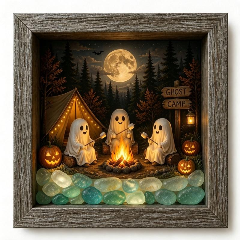 DIY Seasonal Light Box Display, Wood Case Frame Ornament with Soft Lighting for Shelf, Entry Stand, and Fall Party Use
