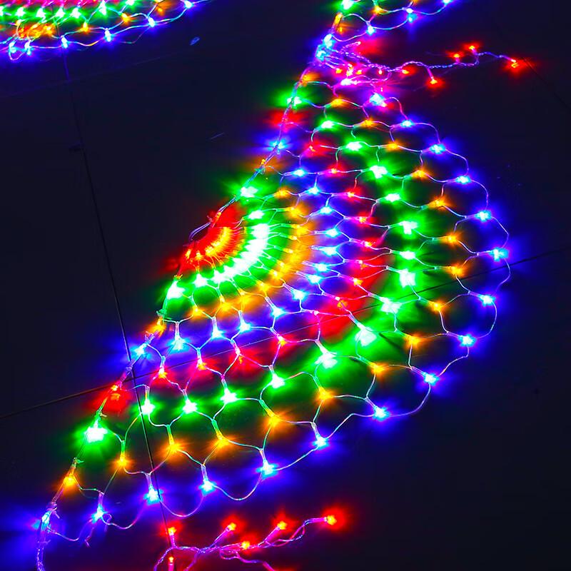 HEIXIE LED Peacock Net String Lights for Camping & Festivals