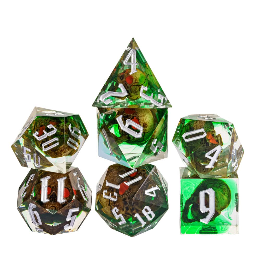 Cusdie DND Sharp Edges Dice with Small Filler 7Pcs Handcrafted D4-D20 Polyhedral Dice Set for D&D Role Playing Board Games