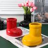 Creative Ceramic Vase Boots Shoe Cute Cartoon Pen Holder Tabletop Storage Ikebana Flower Vase Boots Pot Home Decoration Accessor