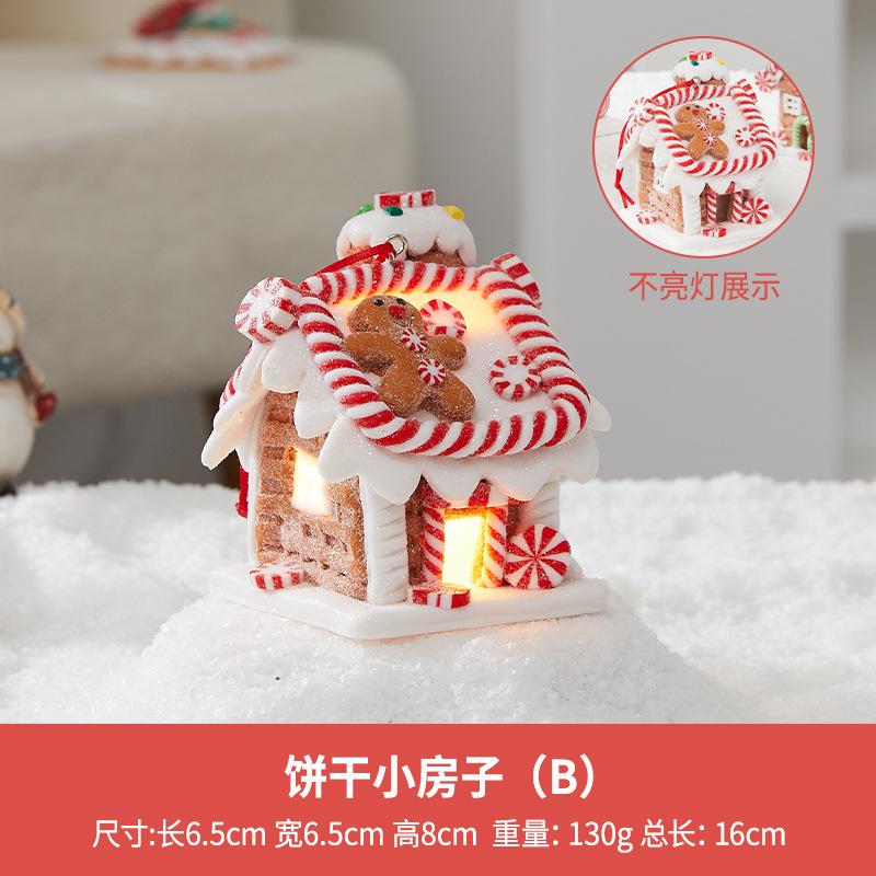 Gingerbread House Tree Topper Light Up Mini Gingerbread House Ornaments Soft Clay Fairy Tale Candy House For Christmas Tree