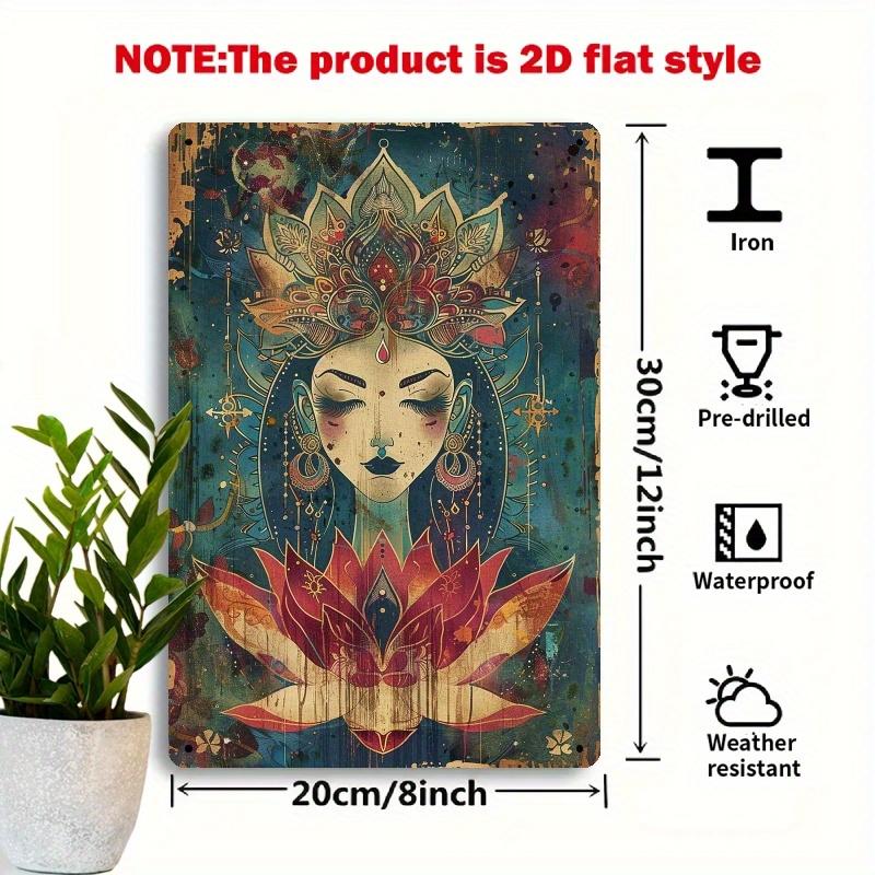 

[Decorative Ironwork] Vintage for Lotus Goddess Iron Wall Art- Vibrant & Serene Design, Perfect for Home Decor Room Decor 20x30cm（7.8x11.8inch）