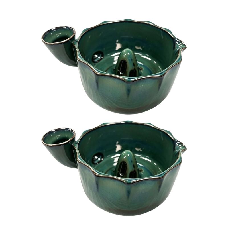 Small Produce Washing Bowl with Glazed Body, Center Water Guide and Drain Holes for Daily Kitchen Serving Use Often