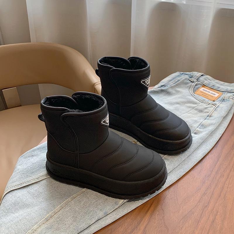 

Женские высокие бархатные зимние ботинки 2024 года — теплые повседневные ботинки в корейском стиле KT2822 40 чёрный