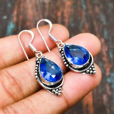 Charming Swiss Blue Topaz, Gemstone 925 Sterling Silver Handmade Jewelry Earring