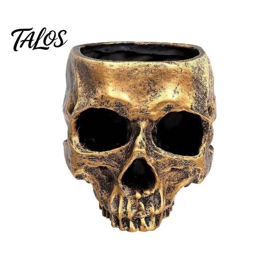 Einzigartige Gothic-Geschenke Totenkopf-Pflanzgefäß, Harzkopf-Blumentopf, Halloween-Süßigkeitenschale, Gruselige Retro-Used-Look-Dekoration für Tischplatte, Heimbar, Büro