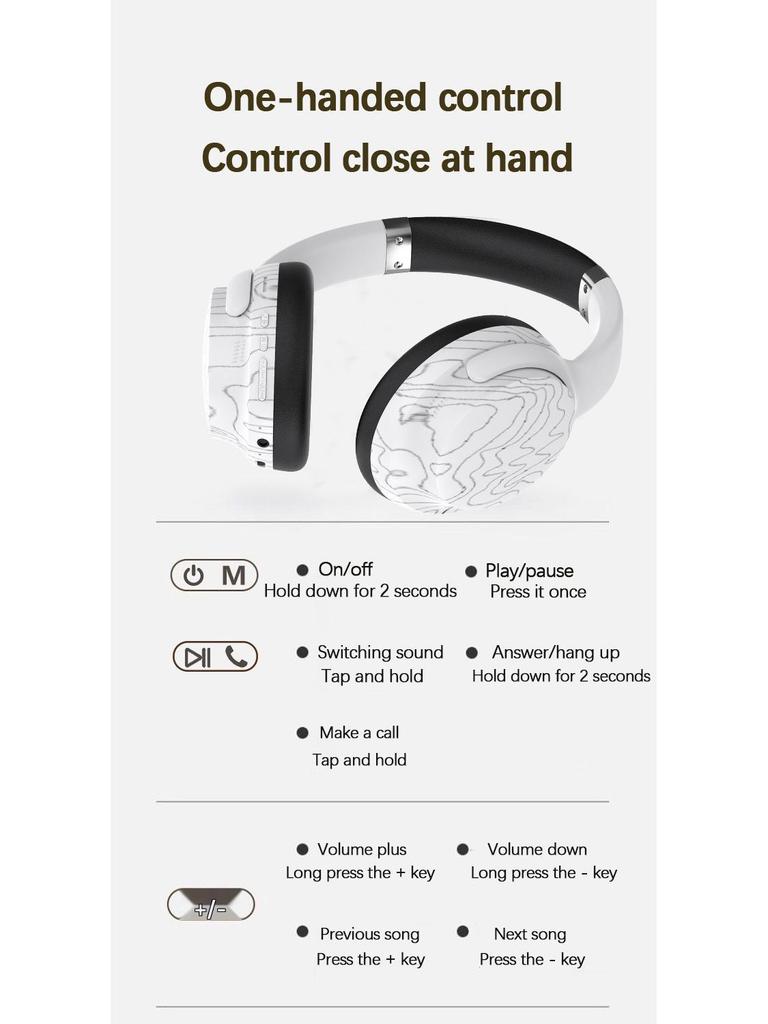 Bluetooth 5.3 Over-Ear Headphones with Three Sound Effects and Music Card Slot
