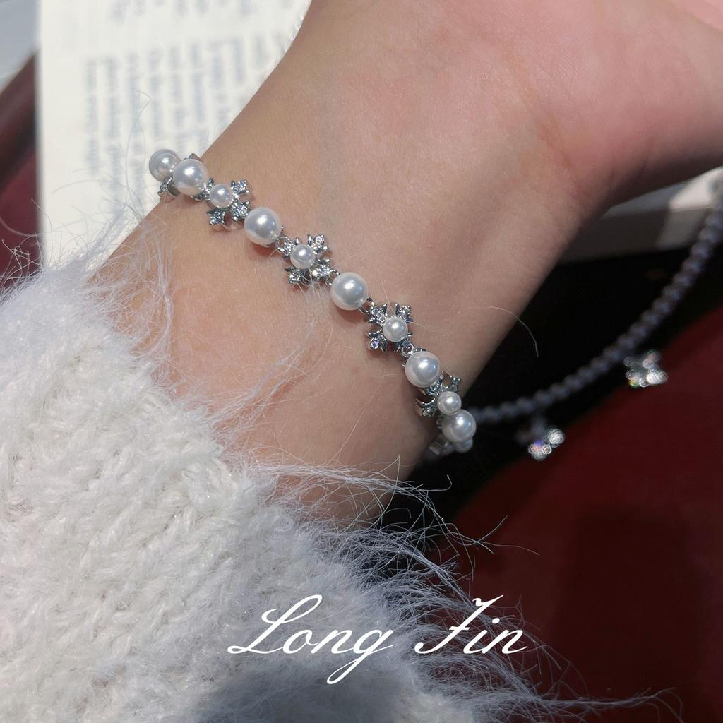 Niche Cross Pearl Necklace Bracelet High-End Temperament Collarbone Chain Versatile Jewelry