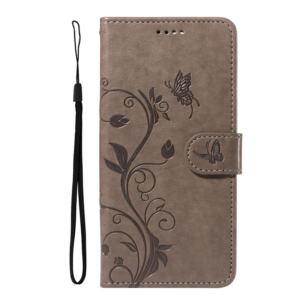 For Xiaomi Redmi A3/Poco C61 4G PU Leather Cases Flower Pattern Wallet Stand Phone Cover with Strap
