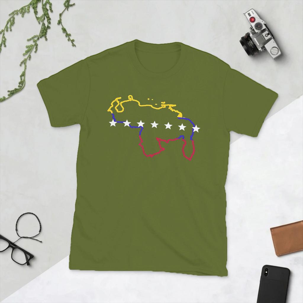 Venezuela Map 7 Stars Flag T Shirts Unisex Cotton Novelty Tshirts Crewneck Venezuelan Tees Short Sleeve Clothing Plus Size
